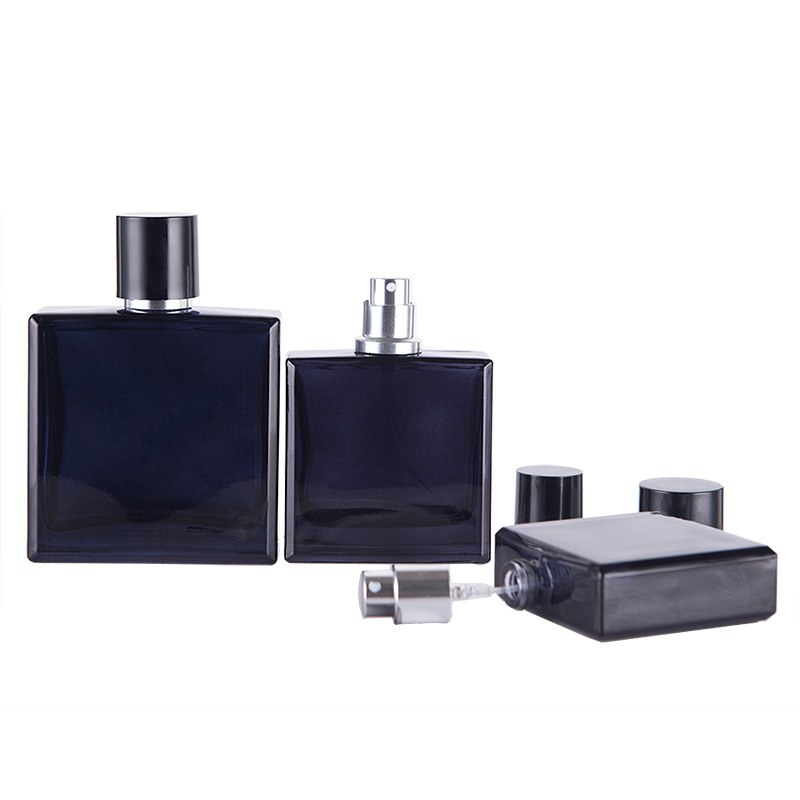 Perfume Fragrance World Qahwa - 30/50ml Dark Blue Clear Flat Square